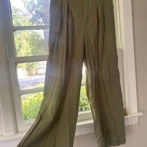 HALARA High Waisted Palazzo Cotton Pants army green